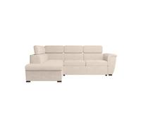 Canapé d'angle PAOLA convertible avec coffre en velours côtelé - Angle gauche - Beige