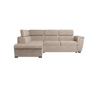 Canapé d'angle PAOLA convertible avec coffre en velours côtelé - Angle gauche - Taupe