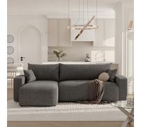 GREKPOL Canapé d'angle Convertible 145x248 à Gauche ou à Droite - Canapé 3 Places Convertible - Canapé avec Espace de Rangement - Canapé Lit - Canapé Convertible - Sofa Gris