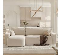 GREKPOL Canapé d'angle Convertible 145x248 à Gauche ou à Droite - Canapé 3 Places Convertible - Canapé avec Espace de Rangement - Canapé Lit - Canapé Convertible - Sofa Beige