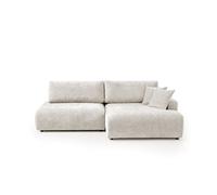 Canapé d'angle Pivoine ouvert droit 4 places convertible avec coffre tissu texturé Beige