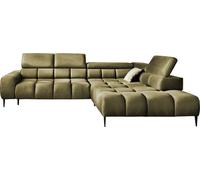 Canapé d'angle PLAZA en L | Côté droit | Fonctionnel Fonction sommeil confortable Appuie-têtes réglables Assise Système de ressorts ondulés Mousse haute résilience 300x216x99 cm-Frêne