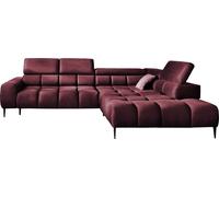 Canapé d'angle PLAZA en L | Côté droit | Fonctionnel Fonction sommeil confortable Appuie-têtes réglables Assise Système de ressorts ondulés Mousse haute résilience 300x216x99 cm-Rouge bourgogne
