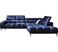 Canapé d'angle PLAZA en L | Côté droit | Fonctionnel Fonction sommeil confortable Appuie-têtes réglables Assise Système de ressorts ondulés Mousse haute résilience 300x216x99 cm-Bleu