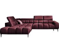 Canapé d'angle PLAZA Forme L | Côté gauche | Fonctionnel Fonction sommeil confortable Appuie-têtes réglables Assise Système de ressorts ondulés Mousse haute résilience 300x216x99 cm-Rouge bourgogne