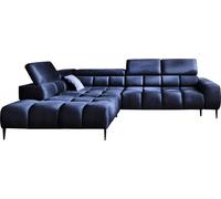 Canapé d'angle PLAZA Forme L | Côté gauche | Fonctionnel Fonction sommeil confortable Appuie-têtes réglables Assise Système de ressorts ondulés Mousse haute résilience 300x216x99 cm-Bleu