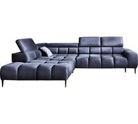 Canapé d'angle PLAZA Forme L | Côté gauche | Fonctionnel Fonction sommeil confortable Appuie-têtes réglables Assise Système de ressorts ondulés Mousse haute résilience 300x216x99 cm-Bleu marine