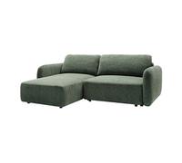 Canapé d'angle gauche convertible en tissu chenille vert sapin PLUFATI