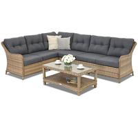 Canapé d'angle pour le jardin avec table basse Toledo Corner Garden Point cappuccino