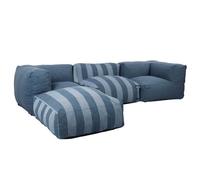 Canapé d'angle rayé de jardin modulable 4 places bleu pacific Mixi, Oviala