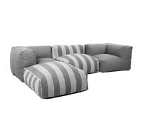 Canapé d'angle rayé de jardin modulable 4 places gris Mixi, Oviala