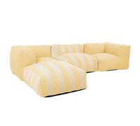 Canapé d'angle rayé de jardin modulable 4 places jaune clair Mixi, Oviala