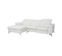 Canapé d'angle relax électrique en cuir de buffle LISMORE - Ivoire - Angle gauche