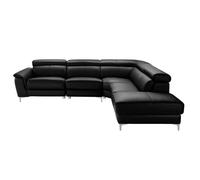 Canapé d'angle relax électrique en cuir SITIA - Noir - Angle droit