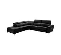 Canapé d'angle relax électrique en cuir SITIA - Noir - Angle gauche
