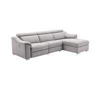 Canapé d'angle relax électrique en tissu gris clair PEDRERA - Angle droit