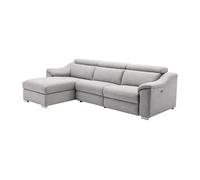 Canapé d'angle relax électrique en tissu gris clair PEDRERA - Angle gauche