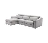 Canapé d'angle relax électrique en tissu gris clair PEDRERA - Angle gauche