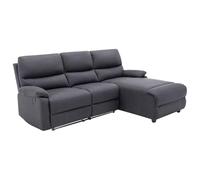 Canapé d'angle Relax électrique en Tissu LUNANO - Anthracite - Angle Droit