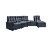 Canapé d'angle relax électrique modulable en velours anthracite ALFORD Gris anthracite