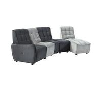 Canapé d'angle relax électrique modulable en velours gris clair et anthracite ALFORD