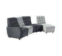 Canapé d'angle relax électrique modulable en velours gris clair et anthracite ALFORD