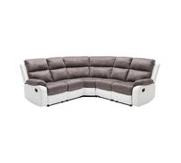 Vente-unique - Canapé d'angle Relax Gris et Blanc en Microfibre et Simili TOLZANO