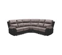 Canapé d'angle relax gris et noir en microfibre et simili TOLZANO