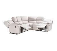 Canapé d'angle relax manuel 5 places ROKKE Tissu Beige clair Côté gauche