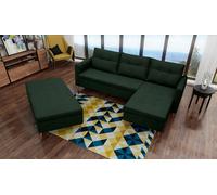 Canapé d'angle rembourré Areo Canapé d'angle moderne avec espace de rangement, Pieds en bois indépendants Mousse de confort Rembourrage Disposition à droite Sans fonction sommeil, Vert, Taille : 89x22
