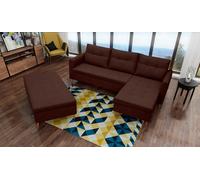 Canapé d'angle rembourré Areo Canapé d'angle moderne avec espace de rangement, pieds en bois indépendants Mousse de confort Rembourrage Disposition à droite Sans fonction sommeil, Marron, Taille : 89x