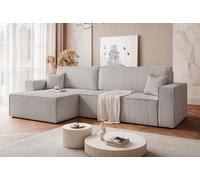 GREKPOL Canapé d'angle Convertible 276x145 Tissu Poso à Gauche ou à Droite - Canapé avec Espace de Rangement - Sofa XL - Canapé 3 Places Convertible - Canapé Lit - Canapé Convertible