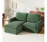 Canapé d'angle réversible 3 Places en velours côtelé Vert,Canapé Scandinave en forme de L réversible pour le salon,180×137×84cm