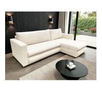 Canapé d'angle réversible 3 places FARAH convertible avec coffre tissu côtelé beige