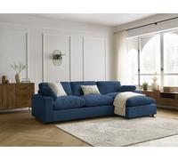 Canapé d'angle réversible BELAIR velours côtelé bleu foncé BOBOCHIC 4 places Bleu foncé