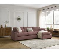 Canapé d'angle réversible BELAIR velours côtelé rose BOBOCHIC 4 places Rose