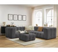 Canapé d'angle réversible CLOUD avec pouf gris foncé réversible BOBOCHIC 5 places Réversible Gris foncé