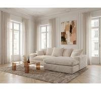 Canapé d'angle réversible compact NEVADA gros côtelé doux beige BOBOCHIC 3 places Beige