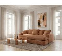 Canapé d'angle réversible compact NEVADA gros côtelé doux jaune BOBOCHIC 3 places Jaune