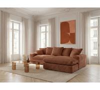 Canapé d'angle réversible compact NEVADA gros côtelé doux orange BOBOCHIC 3 places Orange