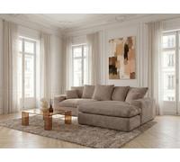 Canapé d'angle réversible compact NEVADA gros côtelé doux taupe BOBOCHIC 3 places Taupe