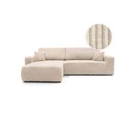 Canapé d'angle réversible conv 5p ALYA en velours cotelé épais Beige