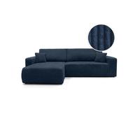Canapé d'angle réversible conv 5p ALYA en velours cotelé épais Bleu foncé