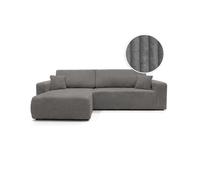 Canapé d'angle réversible conv 5p ALYA en velours cotelé épais Gris foncé