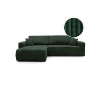 Canapé d'angle réversible conv 5p ALYA en velours cotelé épais Vert foncé