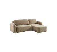 Canapé d'angle réversible convertible 3 places tissu avec coffre taupe - Nouma