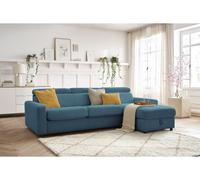 Canapé d'angle réversible convertible coffre MONACO tissu lisse bleu clair 160x190 réversible BOBOCHIC 3 places Réversible Bleu clair