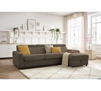 Canapé d'angle réversible convertible coffre MONACO tissu lisse marron 140x190 réversible BOBOCHIC 3 places Réversible Marron