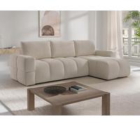Canapé d'angle réversible convertible en tissu bouclette beige ISSORO II