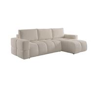 Canapé d'angle réversible convertible en tissu bouclette beige ISSORO II